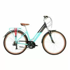 Raleigh Pioneer Trail Low Step Hybrid Bike-Aqua/Black 22