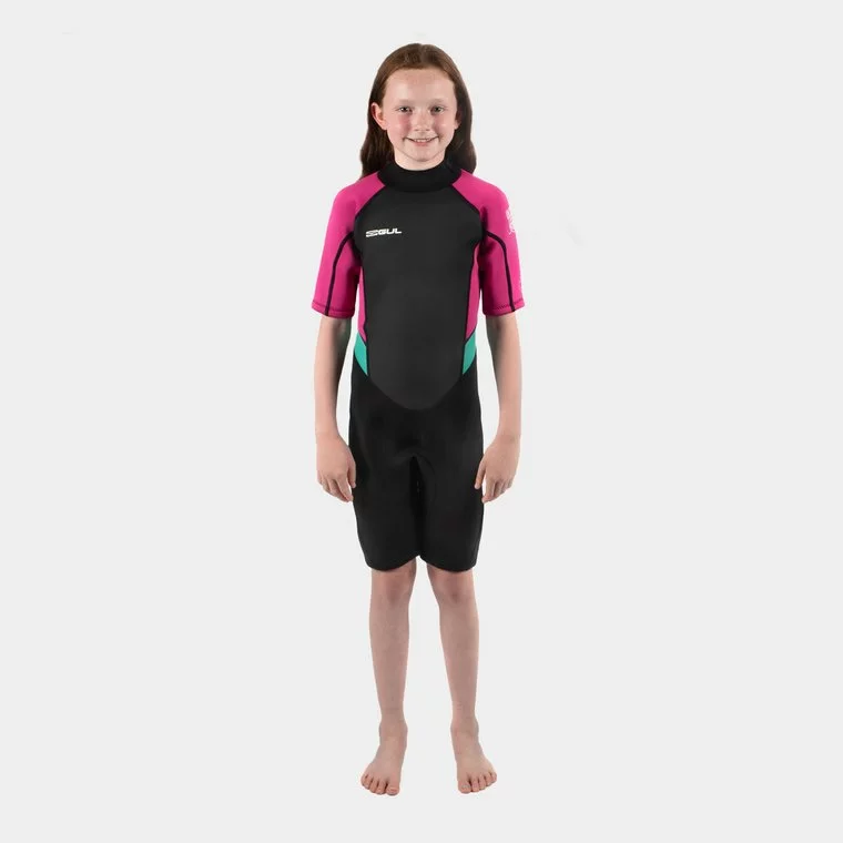 GUL Contour 3/2mm Shorty Flatlock Wetsuit Juniors-Black/Berry 1 GUL Contour 3/2mm Shorty Flatlock Wetsuit Juniors-Black/Berry
