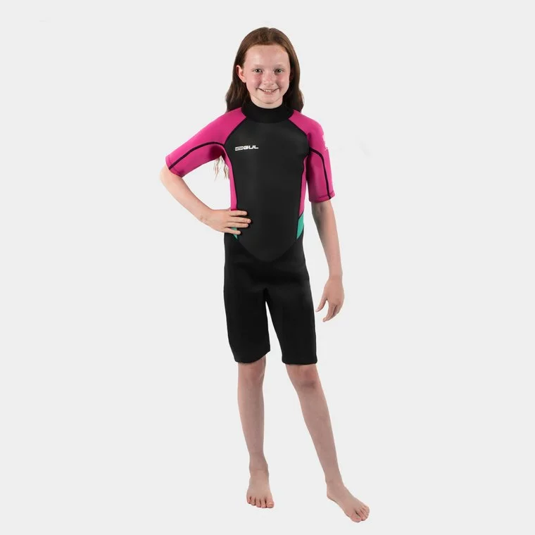 GUL Contour 3/2mm Shorty Flatlock Wetsuit Juniors-Black/Berry 2 GUL Contour 3/2mm Shorty Flatlock Wetsuit Juniors-Black/Berry - Image 2